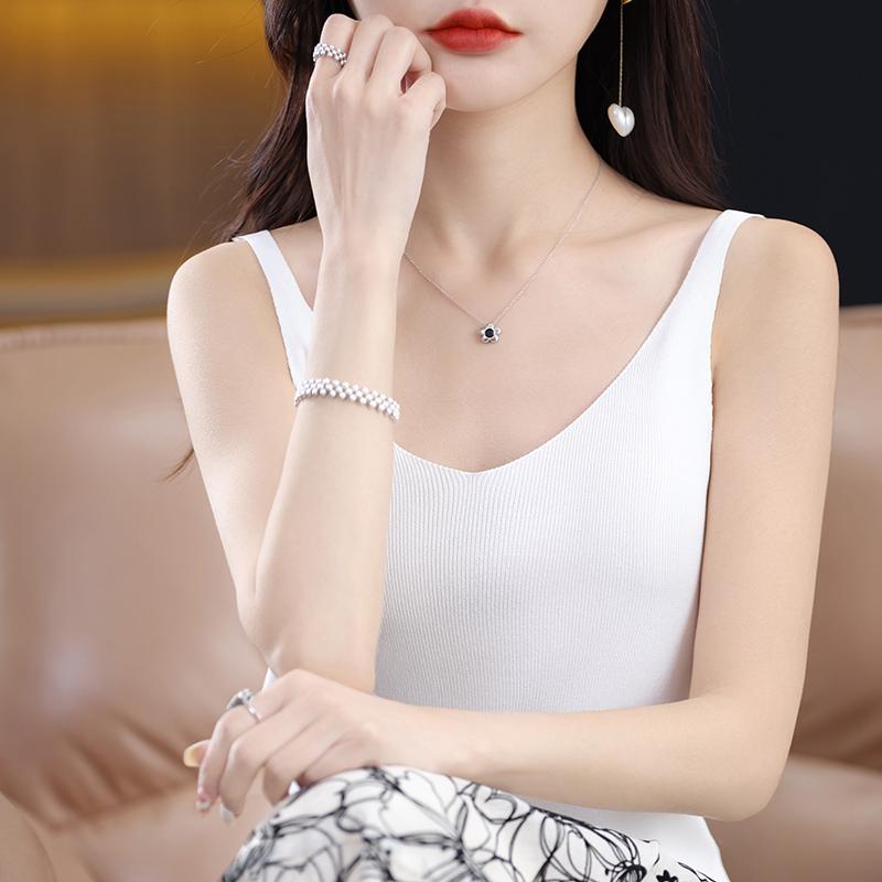 Dámské tílko MODERNÍ NOVINKA SAGA Letní Pletené tričko Základní trička bez rukávů Vesta Spodní prádlo Pletený Top Dámský výstřih do V