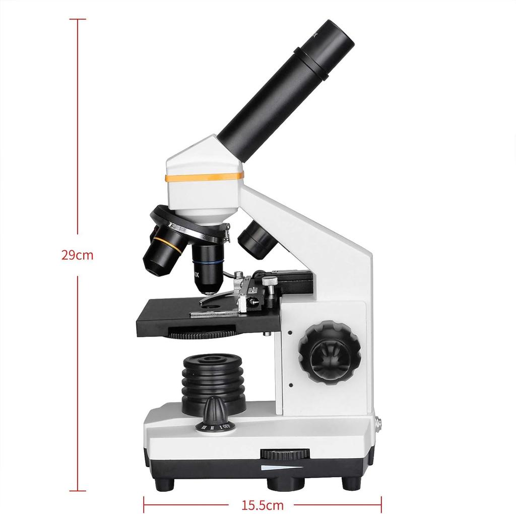 SVBONY SV601 Compound Monocular Microscope, 40X-1600X High Magnification Biological Microscope with Dual LED Lighting System, Single-Axis CoarseFine