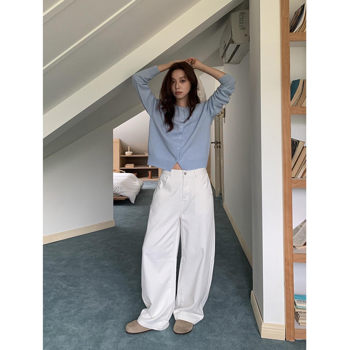 

SIXI Women s Loose Casual 3D-Cut White Saber Jeans Medium белый