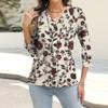Damenmode Lässiges bedrucktes Button-Down-Hemd 3/4 lange Ärmel Oberteile