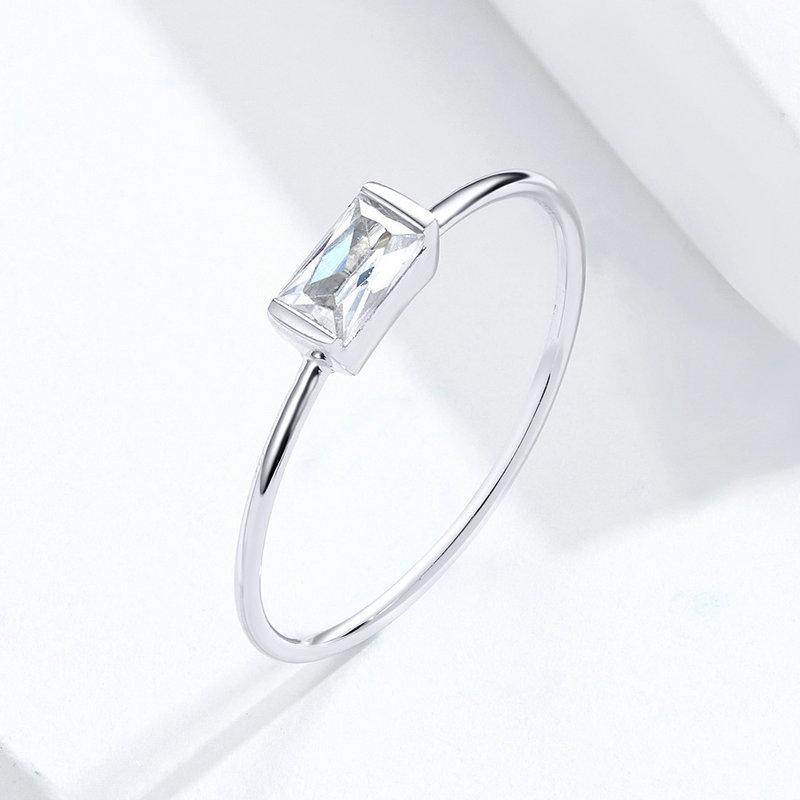 WOSTU Authentic 925 Silver Forever Clear CZ Circle Round Finger Rings Women Wedding Fine Jewelry Gift