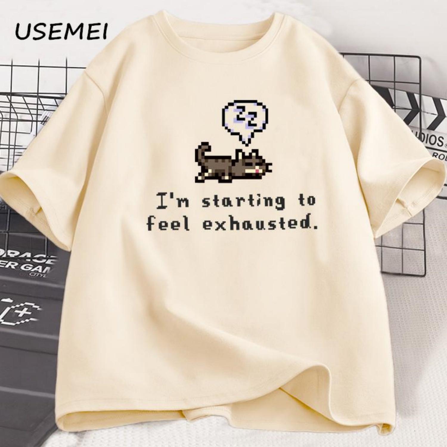 

Mens Printed TShirt 100 LooselyFitting Comfortable Sleepy Cat HighQuality ShortSleeved TShirt XXXXXL чорний