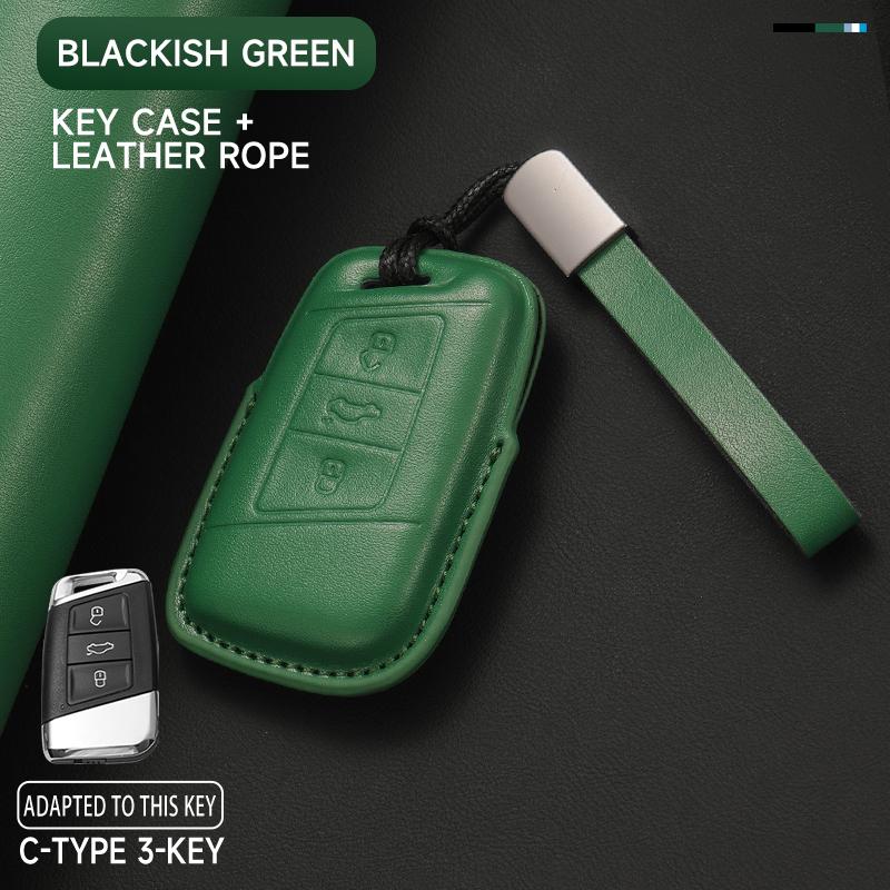 Genuine Leather Car Key Case Cover Key Bag For VW Volkswagen Tiguan MK1 MK2 Magotan Passat B5 B8 Golf 45 Protect Set Accessories