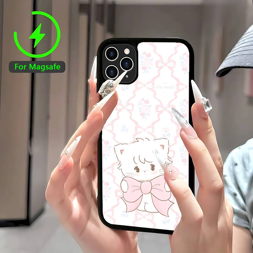 

Kawaii M-mikko Cat Cute C-Characters For Magesafe Magnetic Wireless Phone Case For IPhone 17 Pro Max Air 13 12 Mini 16 15 14 11 iPhone 16e