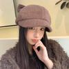 Autumn and winter hat women's cute cat ear duck tongue velvet thermal hat fashionable versatile octagonal hat painter hat