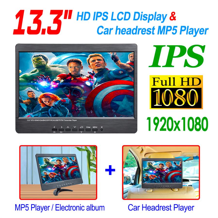 13.3INCH IPS LCD DISPLAY CAR Headrest MP5 Player 1920*1080 HD Screen Videl Input