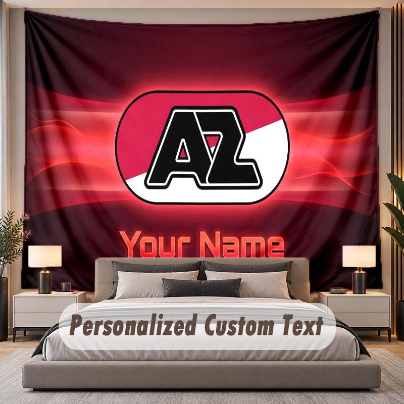 Custom Name Text Tapestry AZ Alkmaar Personalized Polyester Wall Tapestry For Bedroom And Room