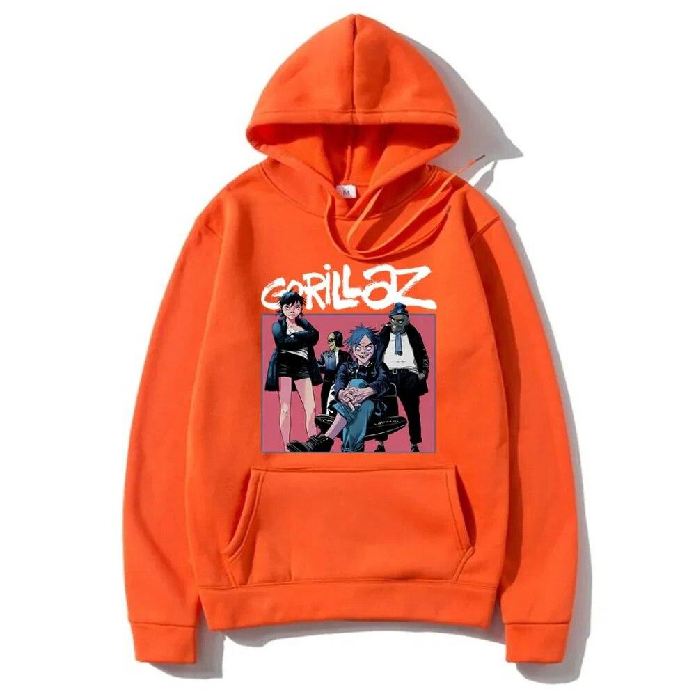 Autumn Winter Unisex Hoodies British Virtual Bands Gorillaz Print Pullover Hoody Women Sweatshirt Unisex Streetwear Y2k Clothing