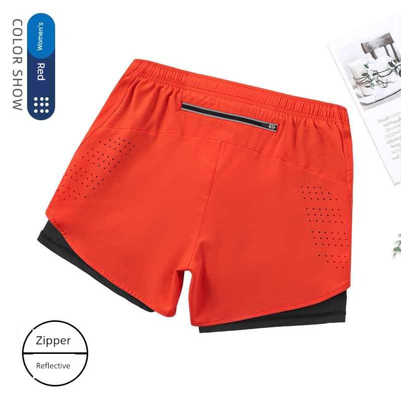 Men's Running Shorts Professional Marathon Track and Field Three-Quarter Length Quick-Dry Inner Lining Pants Sports Two-In-One Design with Phone
