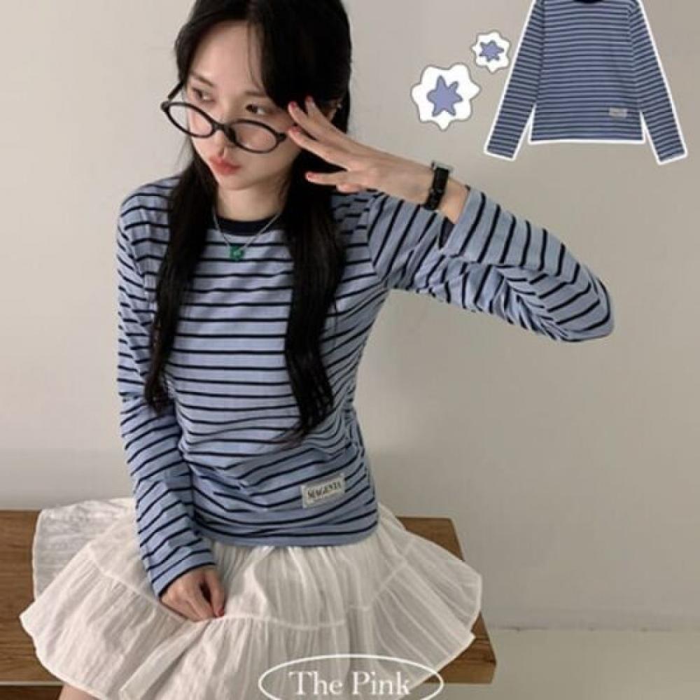 The Pink Shami STripe Color Blocked Long Sleeve T shirT