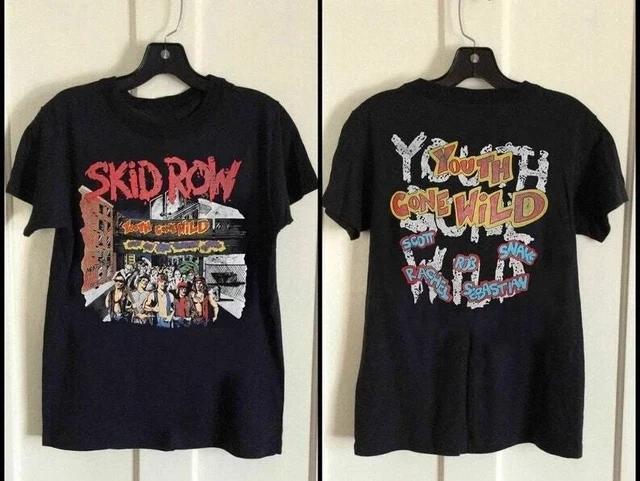 

1989 Skid Row Youth Gone Wild 2 Side Cotton Black Unisex T-T-shirt 3XL