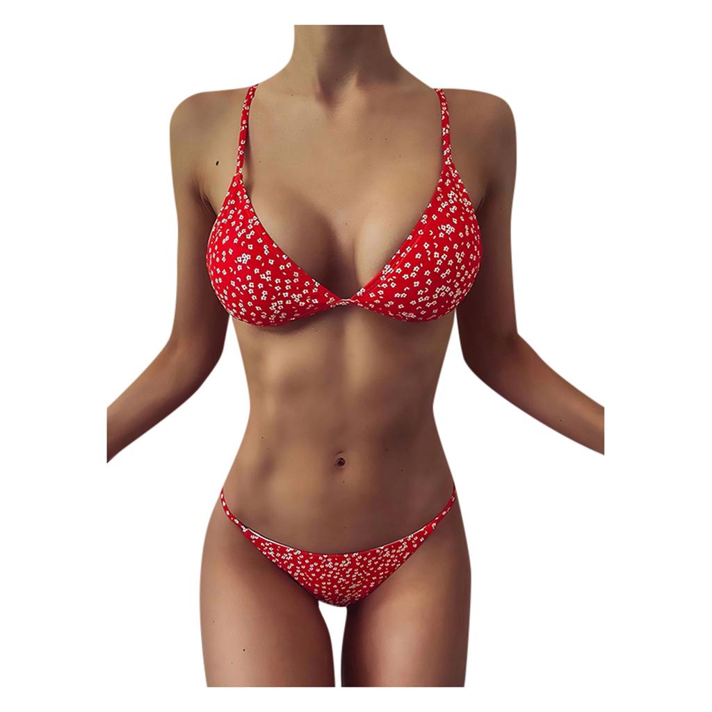 Women Striped Push Up High Cut Hight Waist  Bikini Set Two Piece Swimsuit