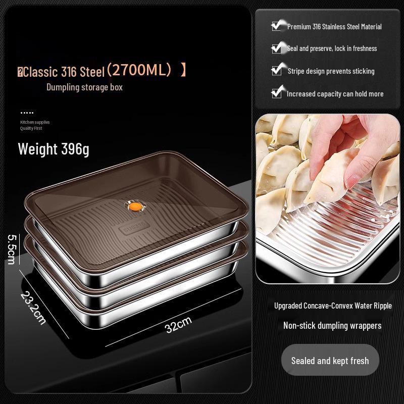 Stainless Steel Sealed Storage Box with Lid for Dumplings