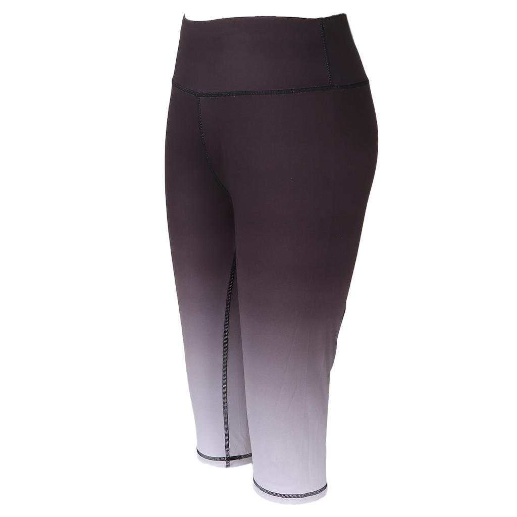 Women High Waist   Pants Gradient Black Buttock Lifting Legs Slimming Fitness Tight Cropped Trousers