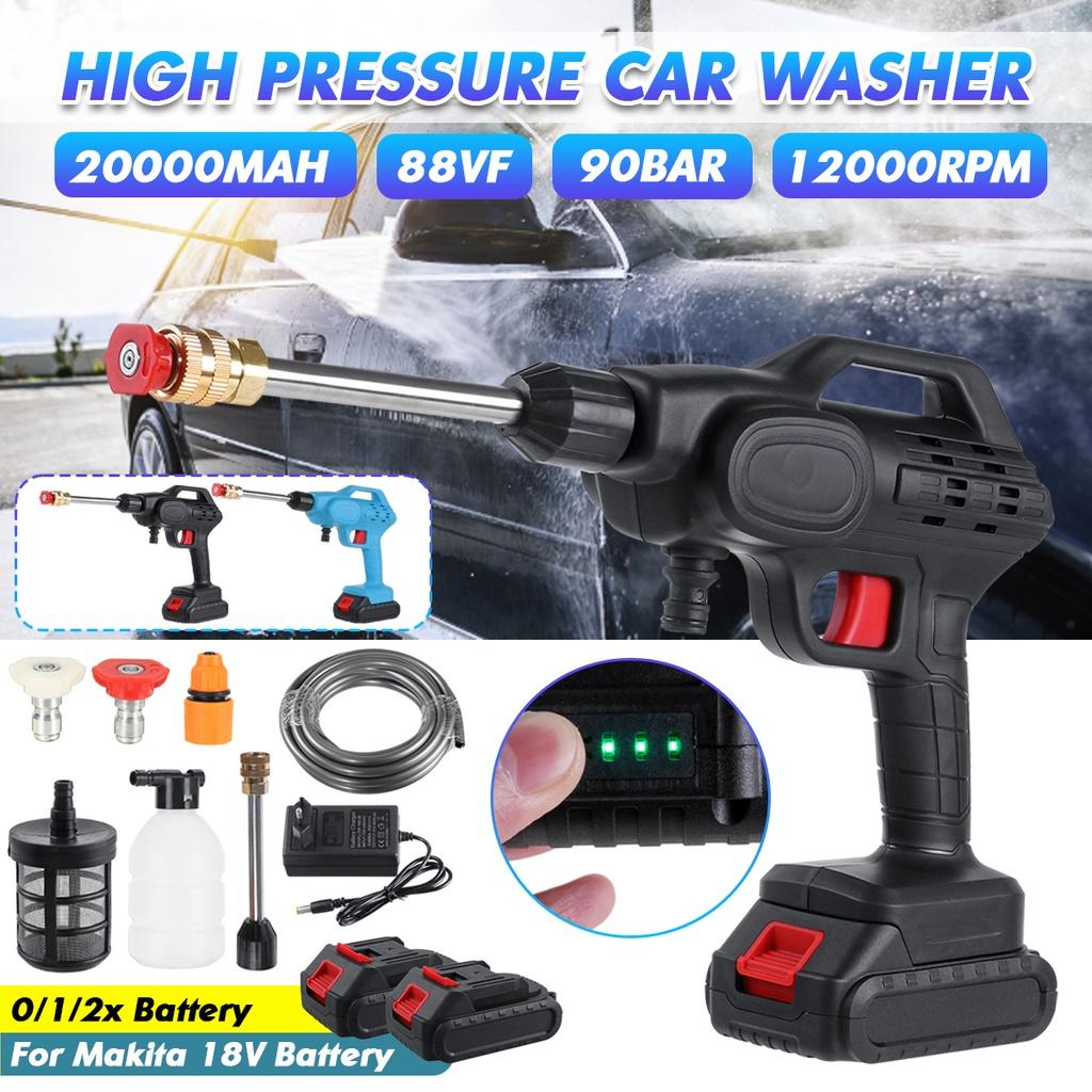 2000W 88VF Cordless High Pressure Car Washer Rechargeable Car Wash Gun Electric Foam Machine for 18V Battery