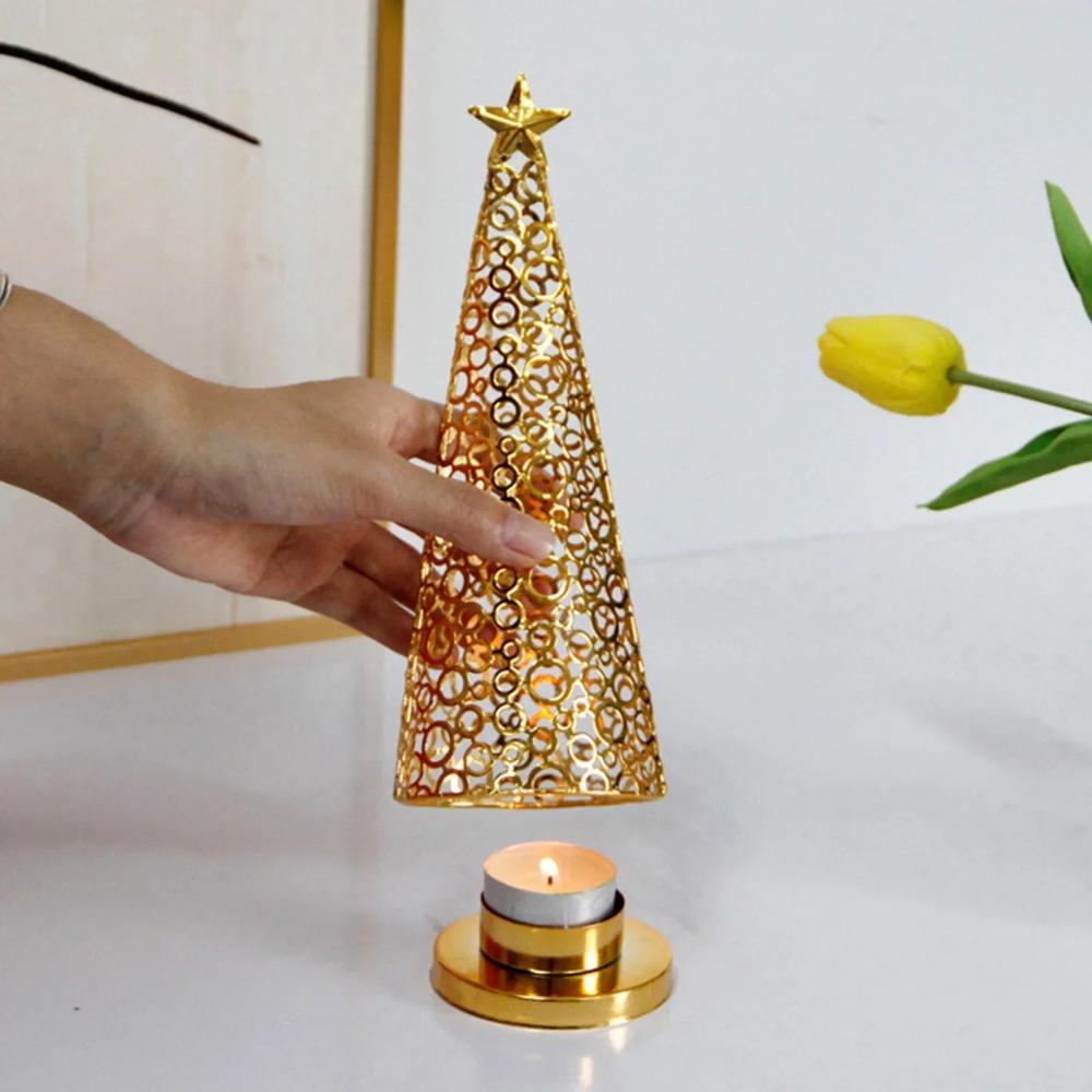 Gold Christmas Tree Candle Holder Hollow Tealight Candle Holder Scented Candle Stand  Restaurant