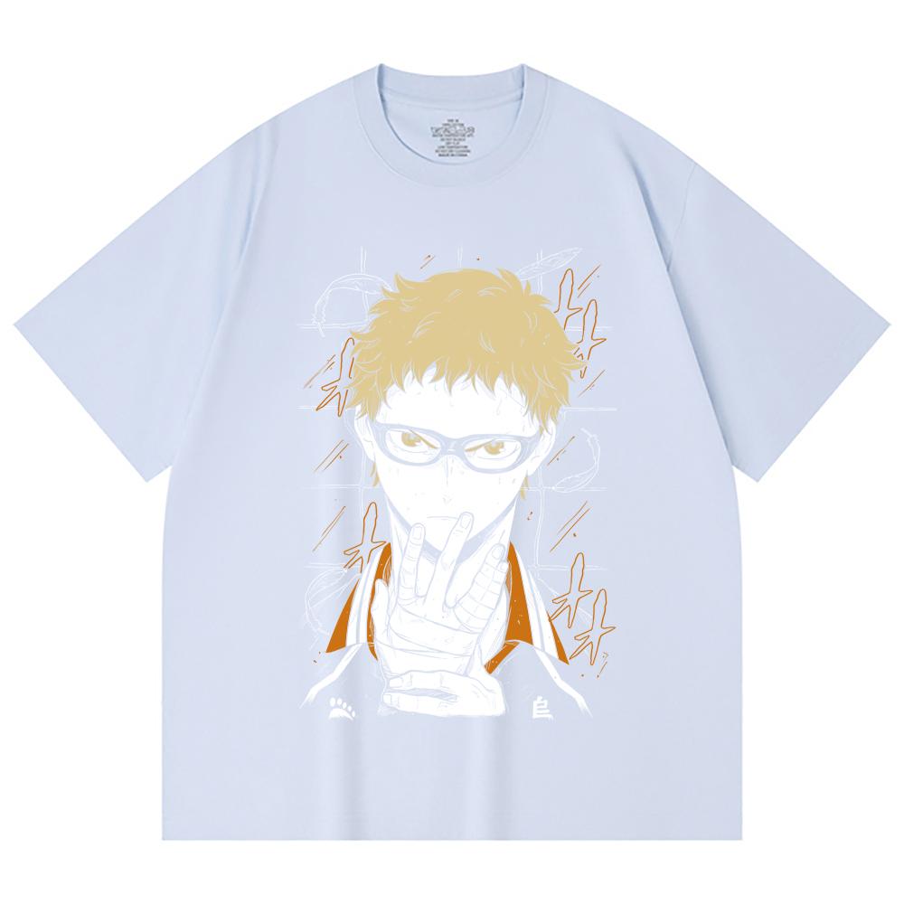 230 Gsm 100% Cotton Haikyu V4 Tsukki Print Unisex Heavy Cotton T Shirt