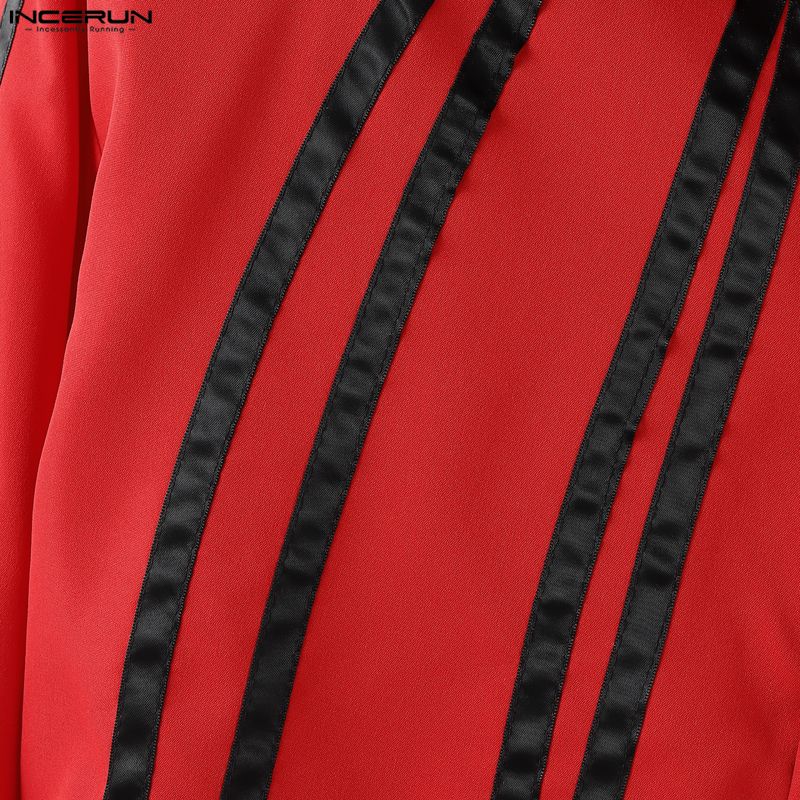 INCERUN Oversized Men Lapel Neck Long Sleee Plaid Print Buttons Down Shirts