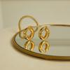 18K Gold U-Shaped Dangle Earrings with Hemp Rope Pattern