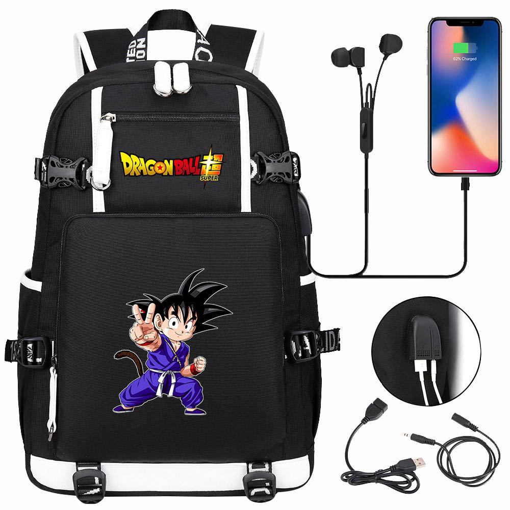 Vegeta Sun Wukong Dragon Ball Ultra USB Headphones Teen Student School Bag Men's and Women's Leisure Travel Backpack