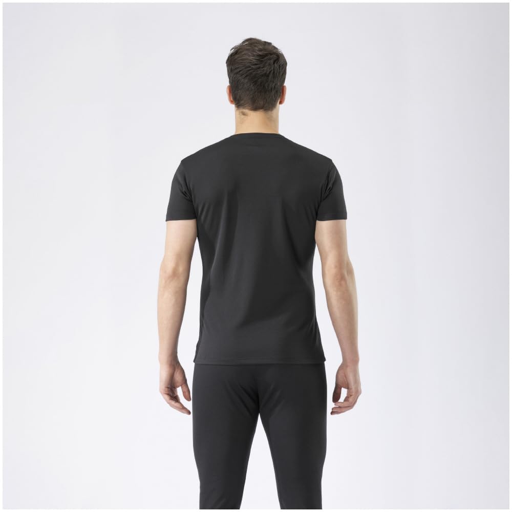 Mizuno Breath Thermo for Daily Short Sleeve Size L Underwear, Heat-Generating Innerwear, Thin, Use, V-Neck Shirt, Men's, Black,