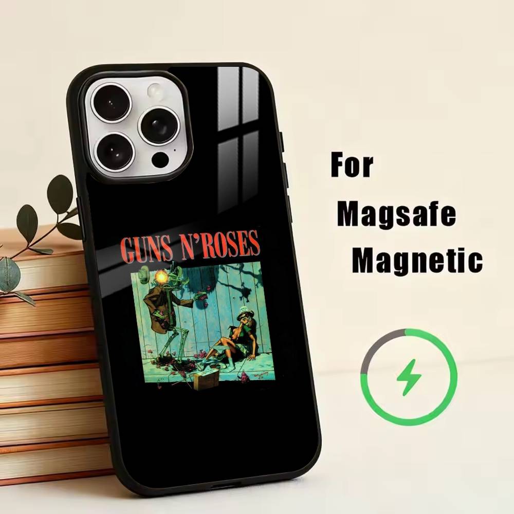 Band G-Guns N' Roses Phone Case For Magsafe Wireless Charging For iPhone17,16,15,14,13,12,11 Plus,Pro Magnetic