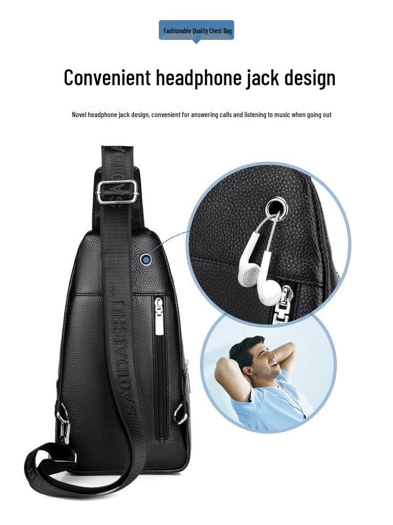 Satchi Męska Torba Crossbody ze Skóry Kangurzej na Klatkę Piersiową - Modny Casualowy Plecak ze Skóry Bydlęcej