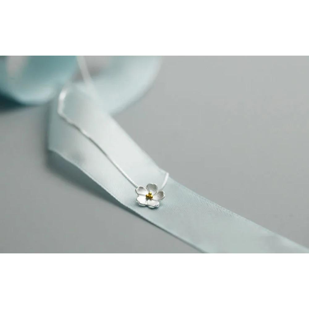 925 Silver Cherry Blossom Necklace For Women Fashion Jewelry Gift Elegant Pendant