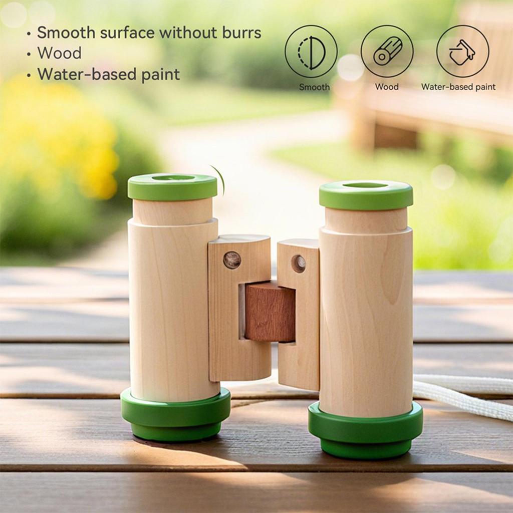 Toddler Telescope Wooden Adjustable Portable Binoculars Kids Camping Toys For Birthday Sports Camping Outside Play Easter
