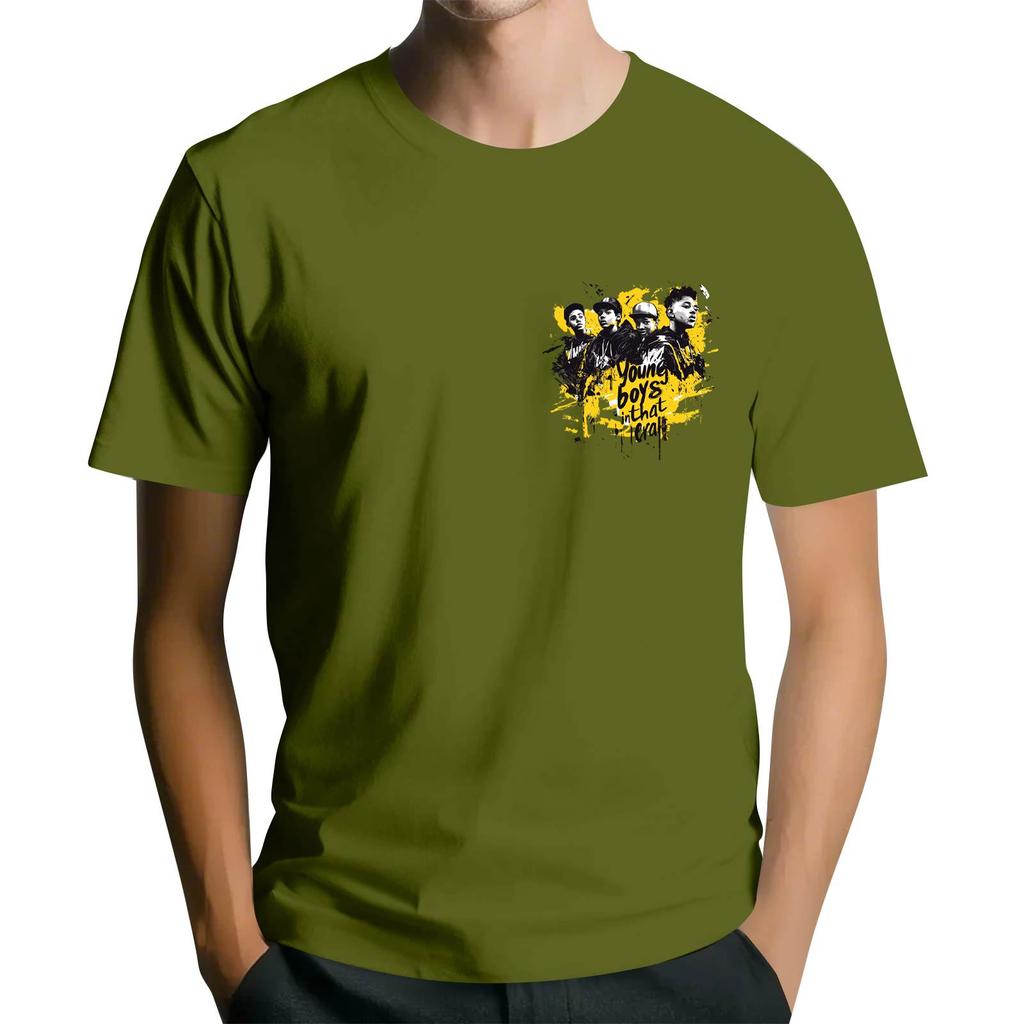 Men's Round Neck Casual Retro Printed Short-sleeved T-shirt Top