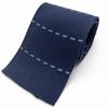 Excellent Tie Border Cross Pattern Knit Tie Reversible Navy Silk Mens Used