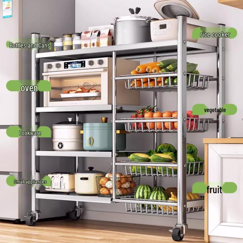 Modern 2-Tier Kitchen Storage Rack with Baskets
