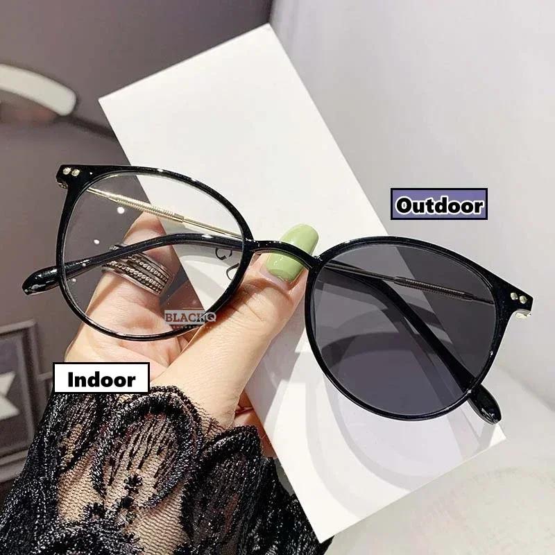 Luxury Men Women Photochromic Myopia Glasses Fashion Finished Minus Diopter Glasses Outdoor Color Changing Sunglasses 0 To -6.0