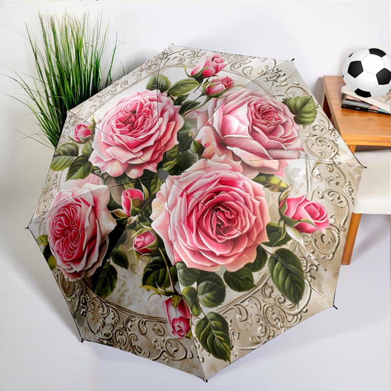 Luxurious Rose Peony Umbrella Automatic Open/close, Sturdy Iron Frame & 8-Rib Struct, Umbrella for Women & Men, Christmas Gifts