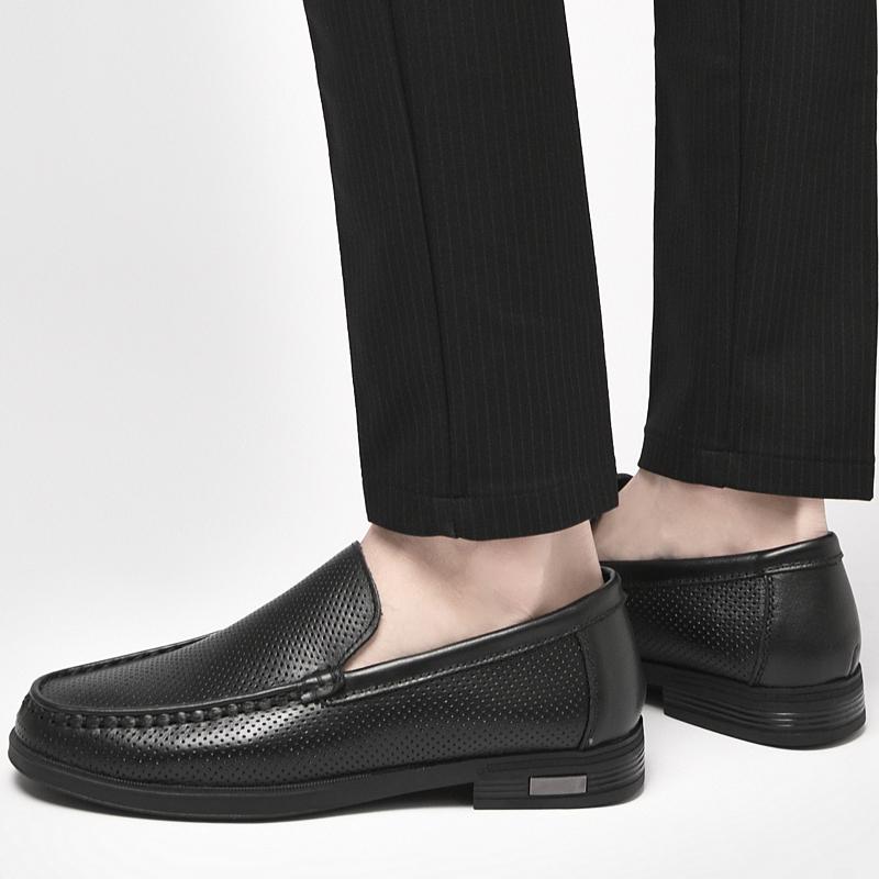Spring 2024 New Korean Version Of All-Match Genuine Leather Shoes Men's Peas Shoes Business Trend Fashion Casual Shoes