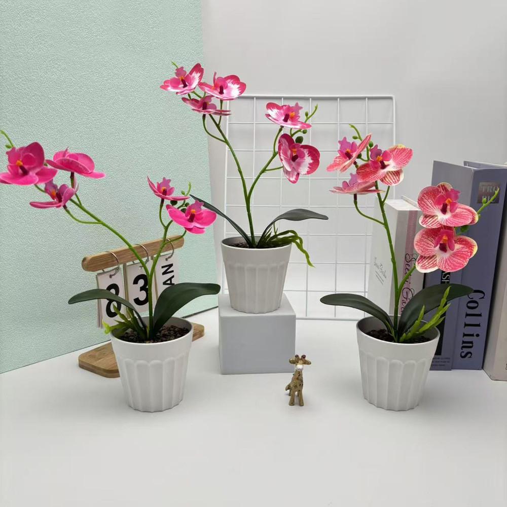Two Realistic Branches Butterfly Orchid Green Plant Bonsai For Decor Indoor