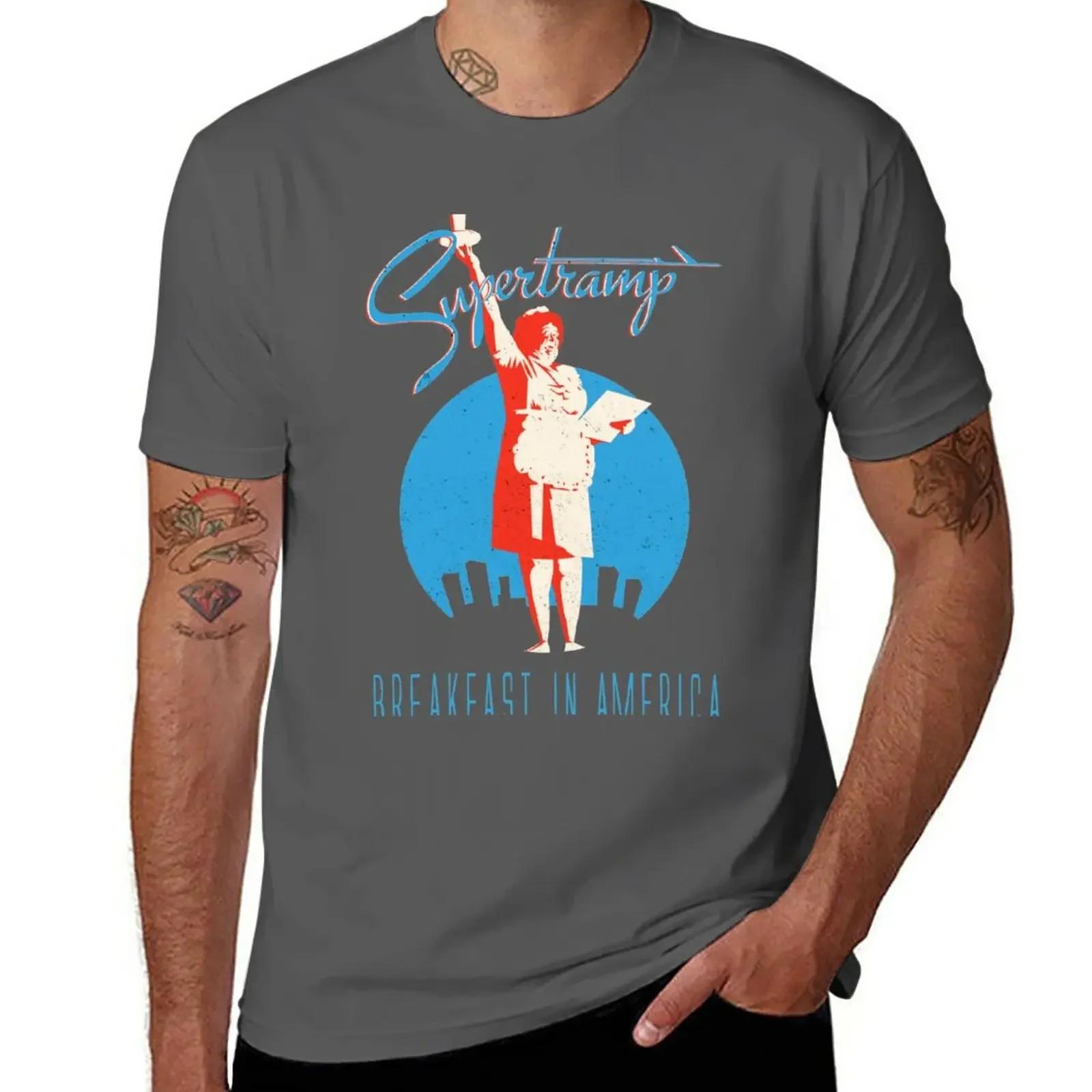 

Supertramp Breakfast in America tshirt Clear TShirt hippie clothes plain black t shirts men 4XL