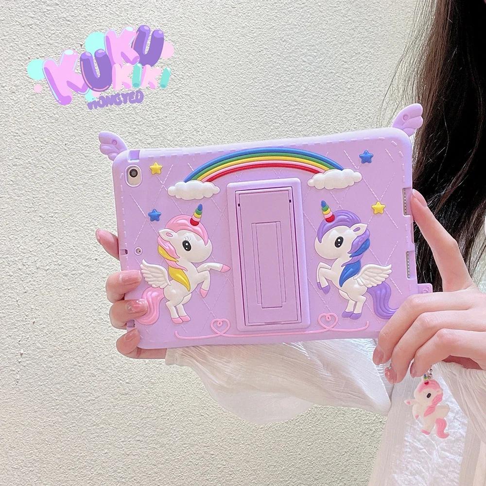 Hoesje voor Air 1 2 9.7(5e 6e gen) iPad 10.2 Air4 5 10e Generatie 10.9 Pro11 3D Cartoon Zacht Siliconen Stand Cover voor iPad 2 3 4 mini iPad Air3 Pro10.5