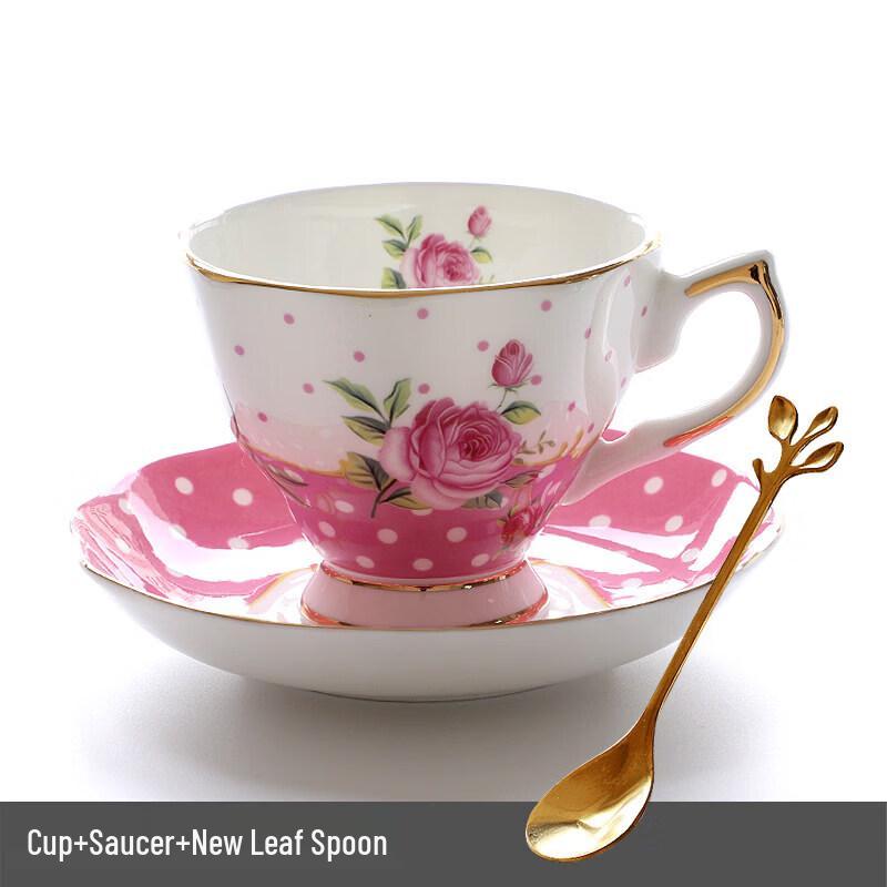 Qiwei European Bone China Gold Floral Coffee & Tea Set with Lid