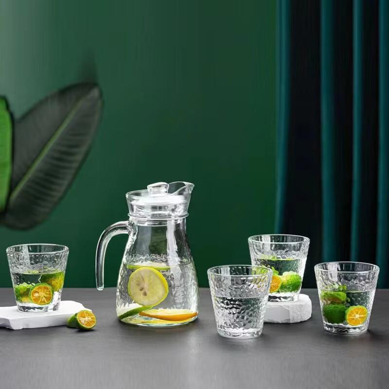 Vertical Stripe Glass Water Pitcher Set