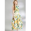 Summer Fashion Yellow Rose Jacquard Summer Dress Women Elegant Sleeveless Slim Draped Party Prom Dress One Piece Tank Female Clothing
