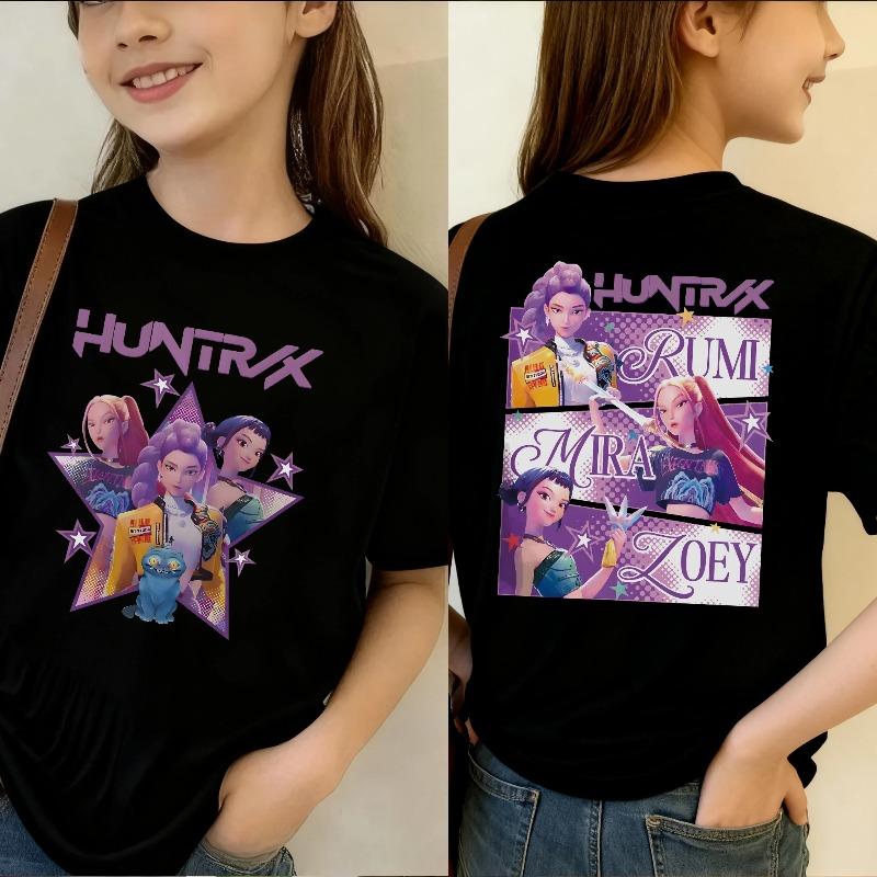 KPop Devil Hunter Cartoon Anime Cute Soft Round Neck Fashion Summer Comfortable Children's T-shirt