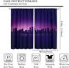 City Skyline Curtains Midnight Cityscape Purple Urban Starry Sky Printed Bedroom Living Room Window Drapes Curtain With Light Blocking Polyester