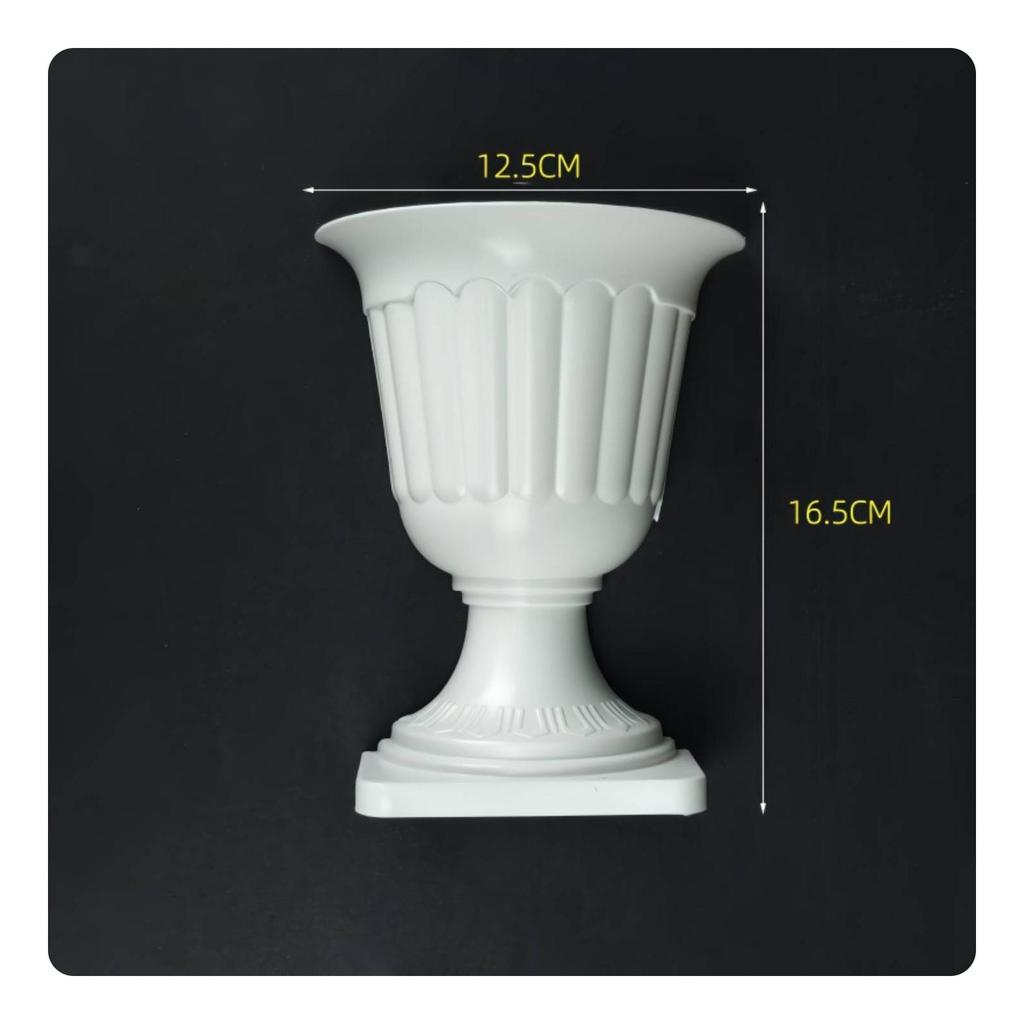 Flower Vase with Pedestal Fluted Decorative Ribbed Urn for Florists, Crafters, Home Decor,