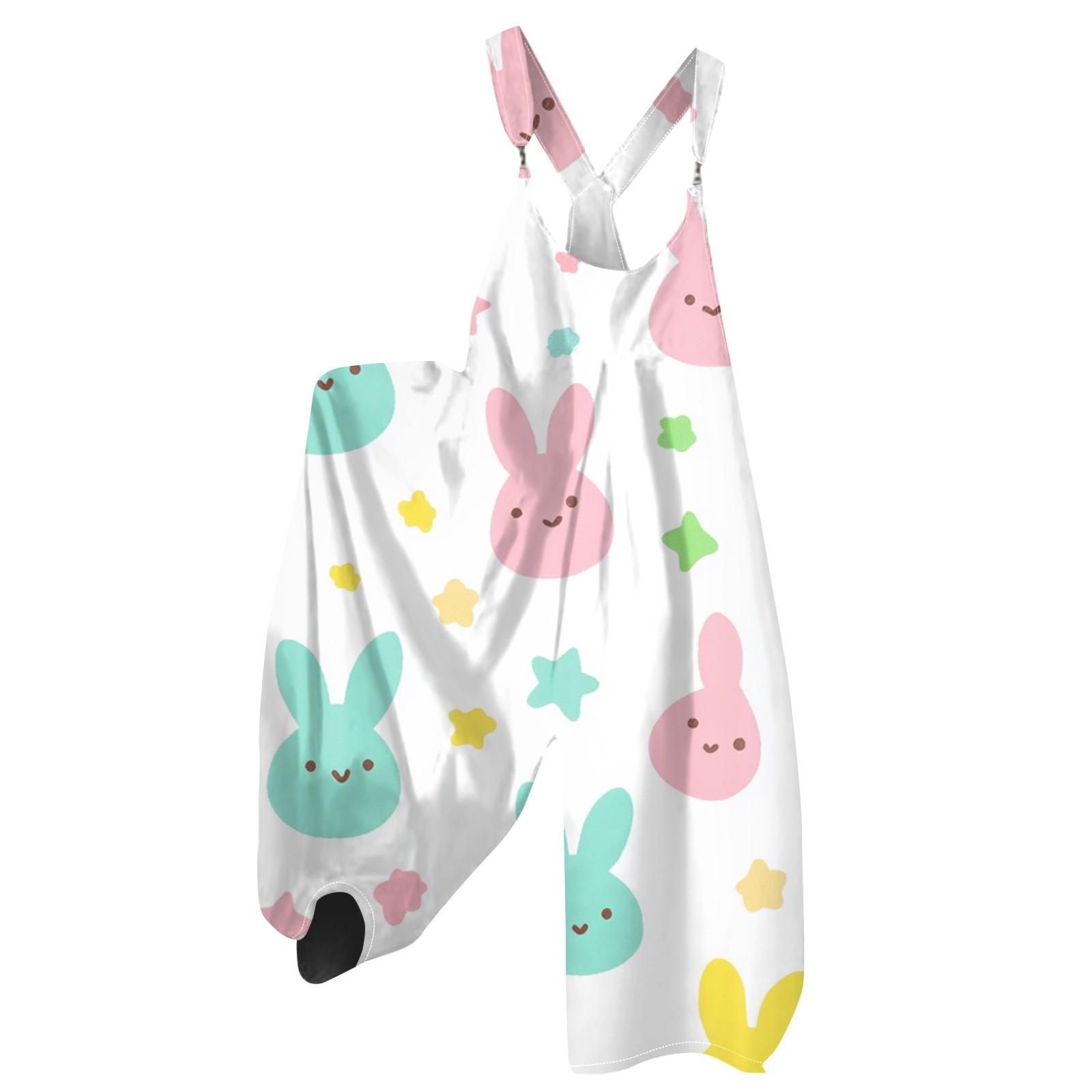 

Женский летний комбинезон с пасхальным принтом в винтажном стиле (нерегулируемый ремень) XL