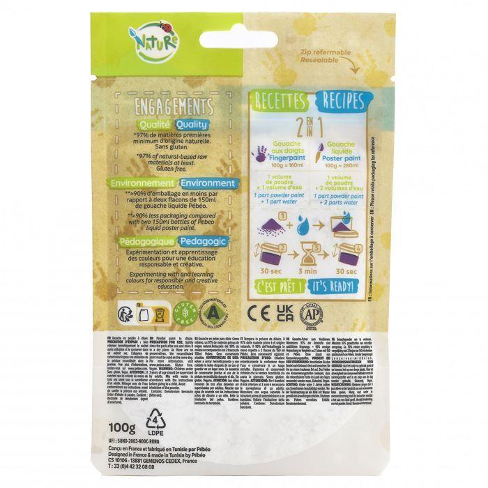 Sachet Gouache Powder 100g Green - PEBEO - Tactilcolor - Water-dilutable - For Children from 2 Years Old