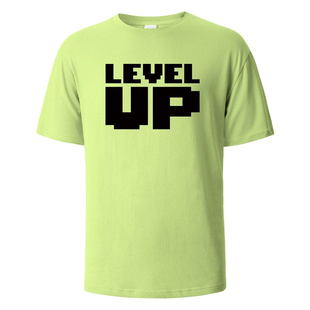 Mens Printed TShirt Level Up Basic Streetwear 100 Cotton Tops For Men Women Summer Breathable ShortSleeved Oneck Basic Tees