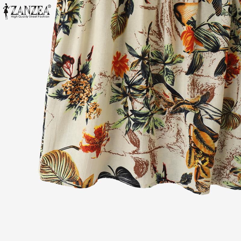 ZANZEA Dámské ležérní šaty s výstřihem do V a bez rukávů s volným květinovým potiskem