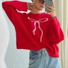 2025 New Women's Style Retro Casual Bow Jacquard Sweater