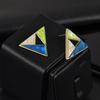 Trendy 925 Silver Triangle Colorblock Geometric Stud Earrings for Women
